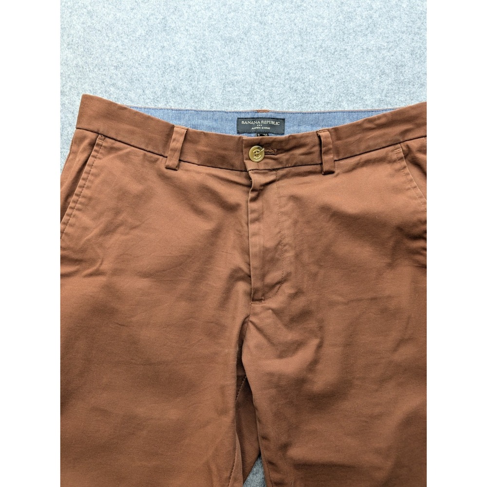 Banana Republic Aiden Chino Men's Casual Pants 31-30 Brown Slim Straight - Picture 2 of 8